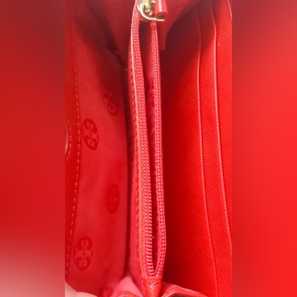 Tory Burch Robinson Red Gold Miller Circle Wallet Multi-winner Host Pick! - Picture 12 of 16